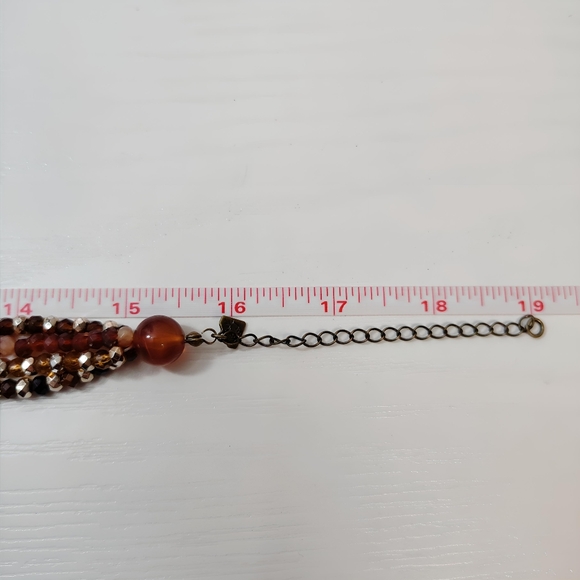 💎 2/$15 Cookie Lee 4 Strand Beaded Necklace Rhinestone Glass plastic Brown Red - Picture 4 of 7